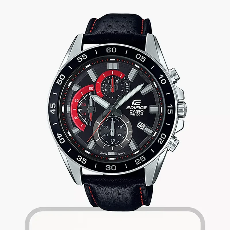 Casio Edifice Chronograph Black Dial Strap Men's Watch- EFV-550L-1AV